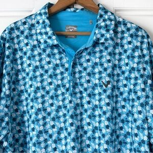 Callaway Blue and Black Patterned Polo Shirt
